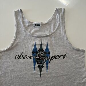 Vintage Obex Sport Tank Top Grey Mens Size Large single stitch